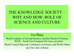 The Knowledge Society - Why and How: Role of - WBC