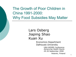 The Growth of Poor Children in China 1991-2000