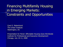 Financing Multifamily Housing in Emerging Markets