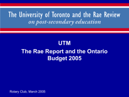 The Rae Review of Postsecondary Education in Ontario