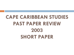 cape caribbean studies past paper review 2003 short