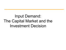 Chapter 10: Input Demand: The Capital Market and the Investment