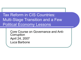 Tax Reform in CIS Countries: Multi-Stage Transition