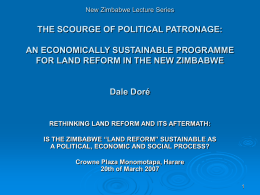 New Zimbabwe Lecture Series THE SCOURGE OF POLITICAL