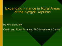Financing Agriculture and Rural Development
