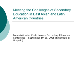 Meeting the Challenge of Secondary Education in East