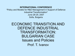 Economic Transition and Defence Industrial Transformation