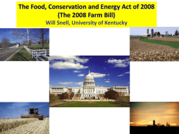 a.k.a. The 2008 Farm Bill - UK College of Agriculture