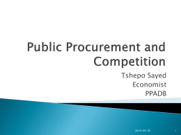 Public Procurement and Competition