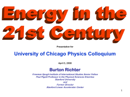 Energy in the21st Century
