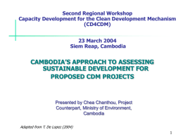 Cambodia - Capacity Development for the CDM