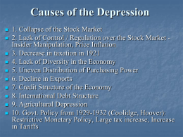 Causes of the Depression.