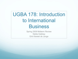 UGBA 178: Introduction to International Business