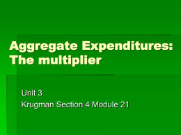Aggregate Expenditures: The multiplier, net exports and government