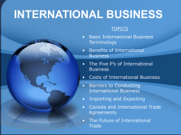 International Business Topic 1 & 2