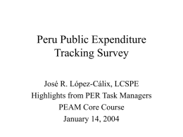 Peru: Use of PETS, link to lending, etc. -- Jose Lopez
