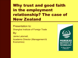 The employment relations system in New Zealand