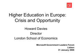 Higher Education in Europe: Crisis and Opportunity