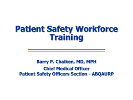 Patient Safety Workforce Training