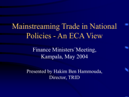 Mainstreaming Trade in National Policies