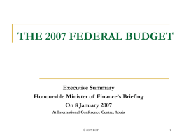Ministers Briefing - Budget Office of the Federation