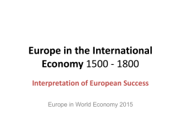Europe in the International Economy 1500 - 1780