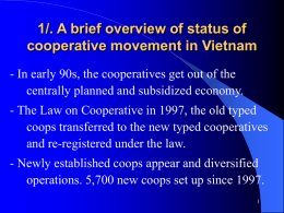 1/. A brief overview of status of cooperative movement in Vietnam