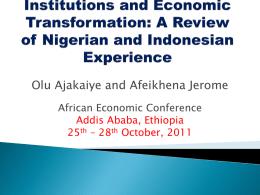 A Review of Nigerian and Indonesian Experience