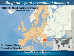 Bulgaria – your investment decision Korea 20.10.2009