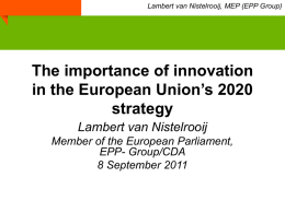 The importance of innovation in the European Union`s 2020 strategy