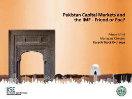 Pakistan Capital Markets and the IMF