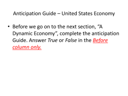 Anticipation Guide – United States Economy
