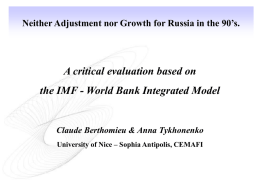 World Bank Integrated Model