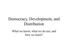 Democracy, Development, and Distribution
