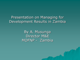 Presentation on Managing for Development Results in Zambia.