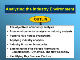 Analyzing the Industry Environment The objectives of industry