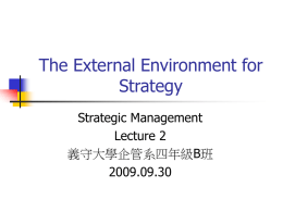 The External Environment for Strategy