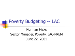 Poverty Budgeting -- LAC, by Norman Hicks