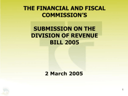 THE FINANCIAL AND FISCAL COMMISSION`S SUBMISSION ON