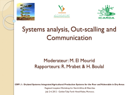 Systems analysis, Out-scalling and Communication Moderateur: M