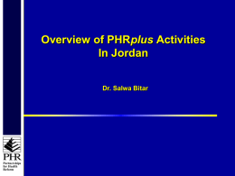 Overview of PHRplus Activities in Jordan