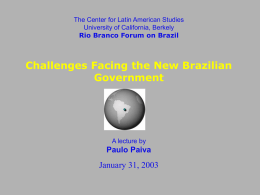Challenges Facing the New Brazilian Government