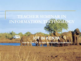 ICT in Kenya - how to use ICT to help developing countries?