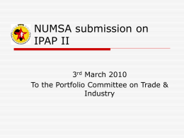 NUMSA submission on IPAP II