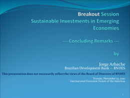 Sustainable Investments in Emerging Economies