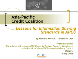 Promoting Credit Reporting Standards in APEC