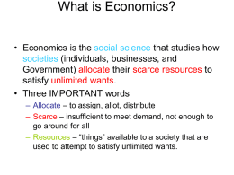 Introduction to Economics Comparative advantage