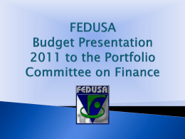 FEDUSA 2010 Public Sector Coordination strategy