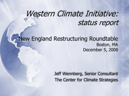 Western Climate Initiative: status report