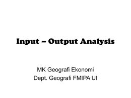 Input – Output Analysis
